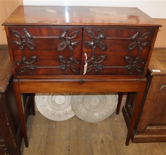 A 19th century mahogany cabinet on stand W.85cm